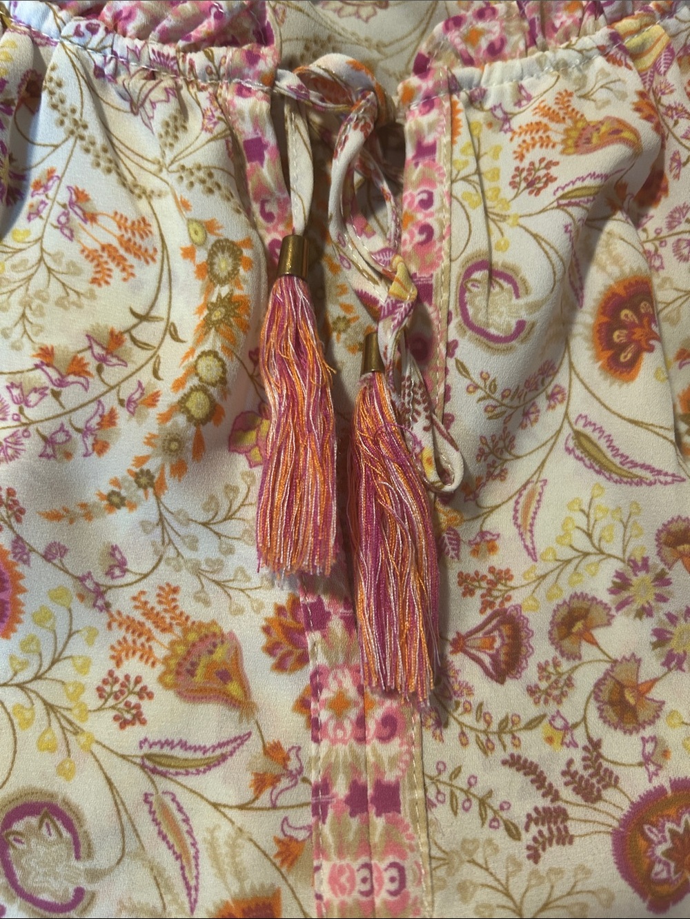 Rose & Olive Pink Floral Peasant Top Size Large